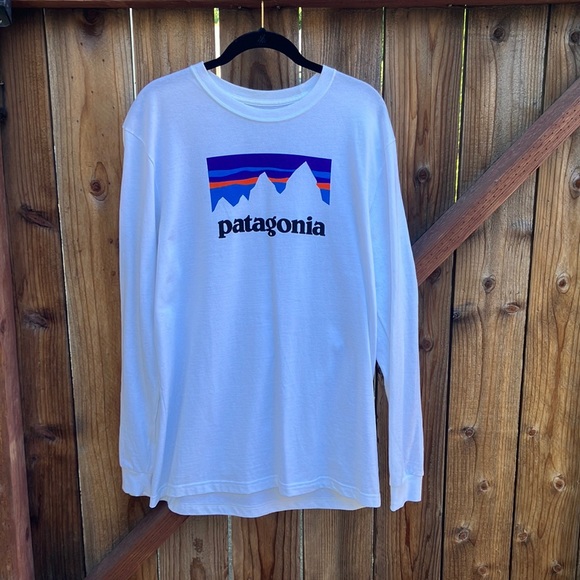 Men’s M Patagonia White Long Sleeve Cotton Shirt with logo - Picture 1 of 5